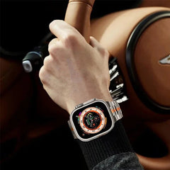 Titanium color steel bracelet for Apple Watch Ultra 2, compatible with iWatch models