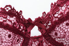 Trimmed Floral Embroidered Double Strap Bra Panty Set