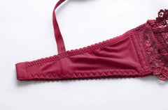 Trimmed Floral Embroidered Double Strap Bra Panty Set
