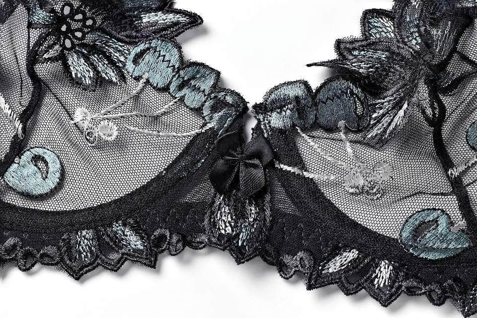 Trimmed Lace Cherry Double Strap Bra Panty Set