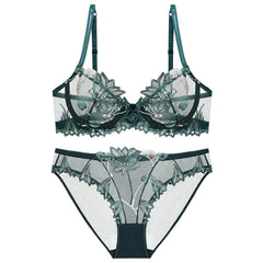 Trimmed Lace Cherry Double Strap Bra Panty Set