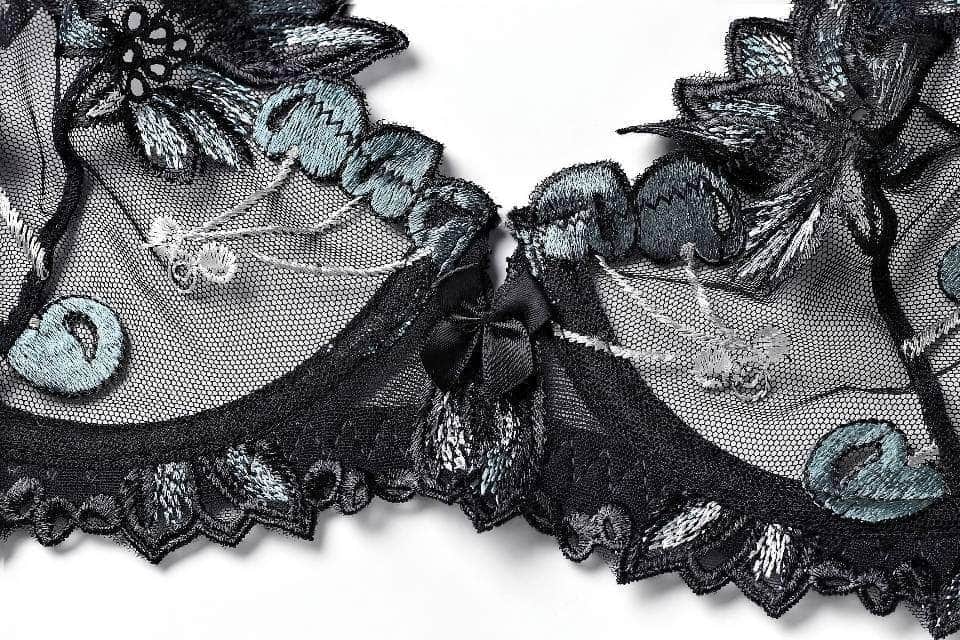 Trimmed Lace Cherry Double Strap Bra Panty Set