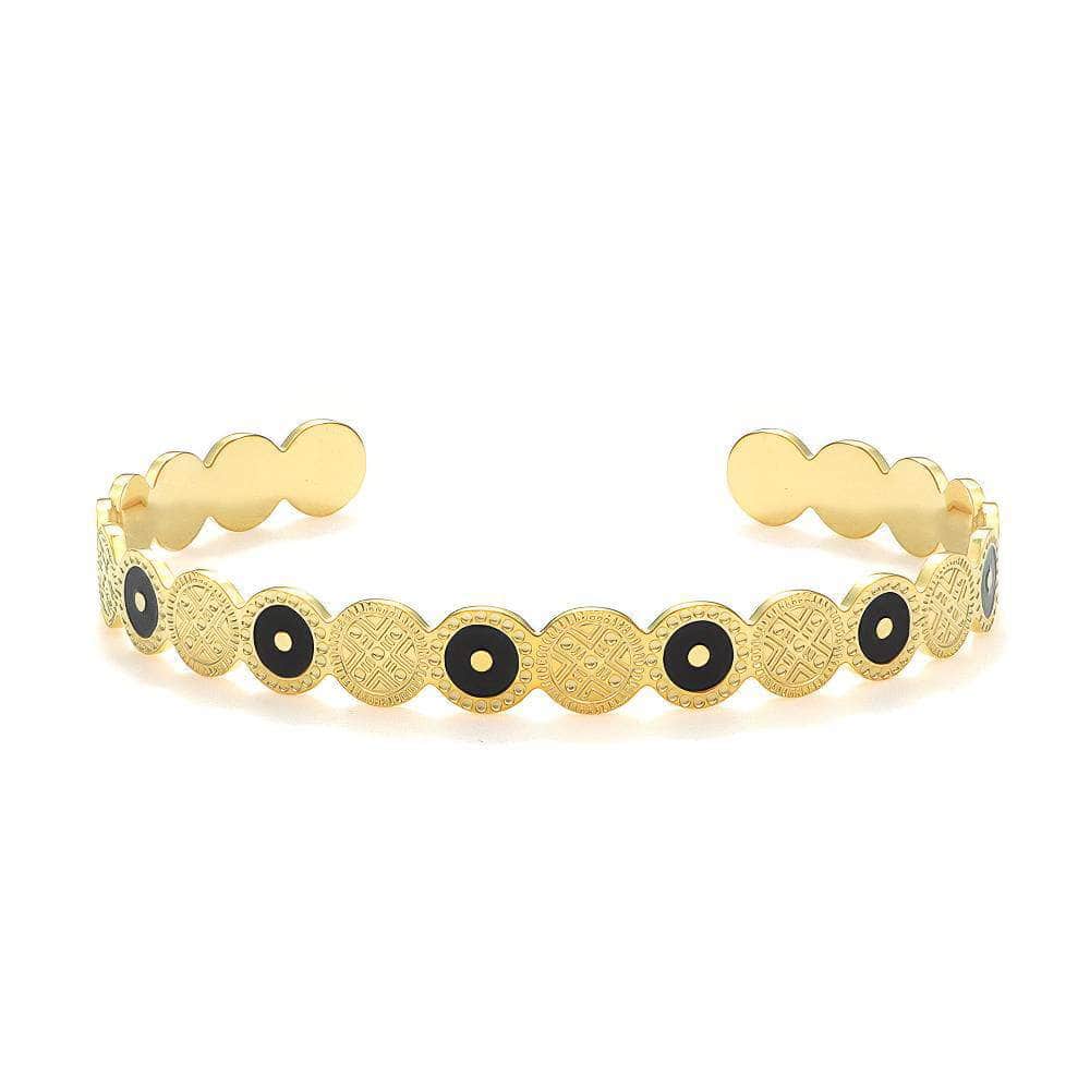 Triple Bohemian Geometric Heart-Shaped Cuff Bracelet Gold