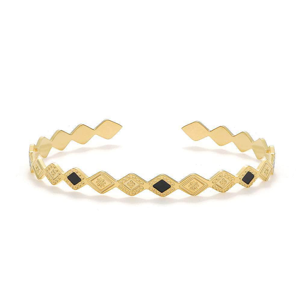 Triple Bohemian Geometric Heart-Shaped Cuff Bracelet Gold