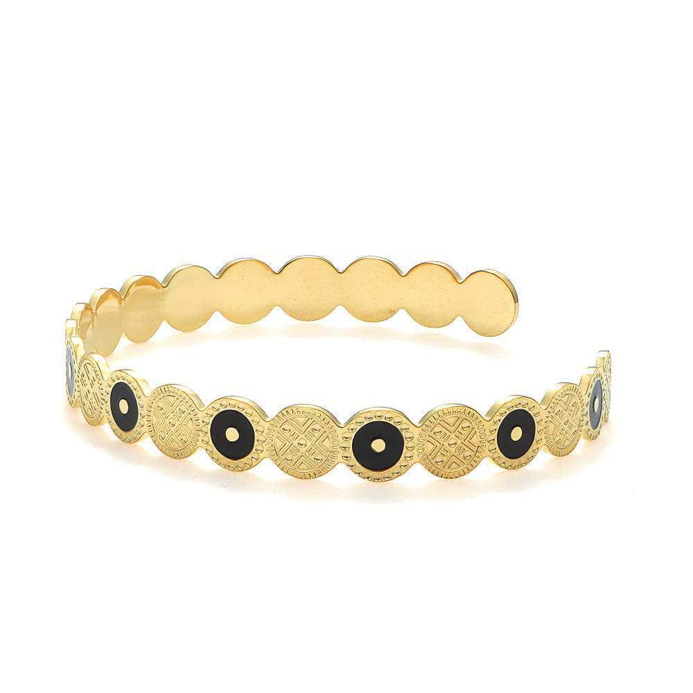 Triple Bohemian Geometric Heart-Shaped Cuff Bracelet Gold