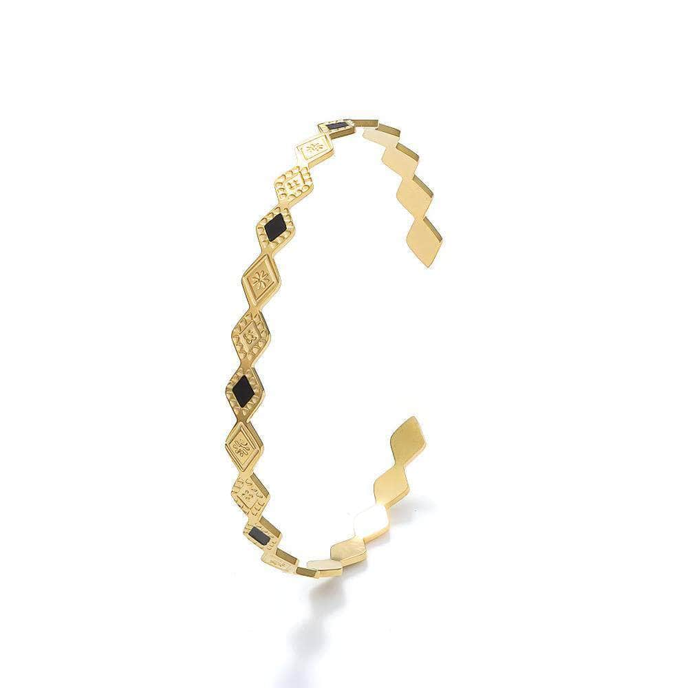 Triple Bohemian Geometric Heart-Shaped Cuff Bracelet Gold