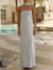 Tube Mermaid Maxi Dress Light Blue / S
