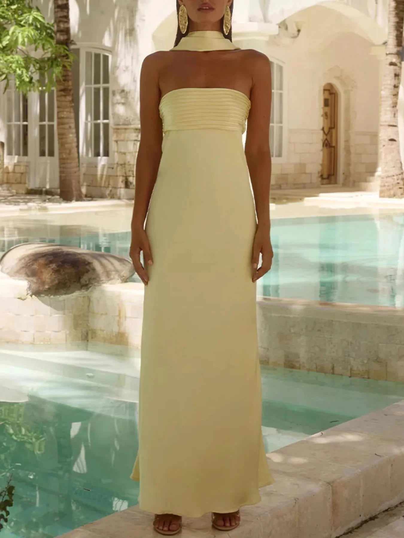 Tube Mermaid Maxi Dress Light Yellow / S