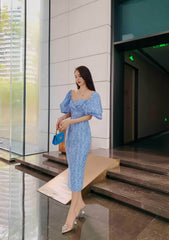 Tube Pleated Off-Shoulder Puff Sleeve Dress