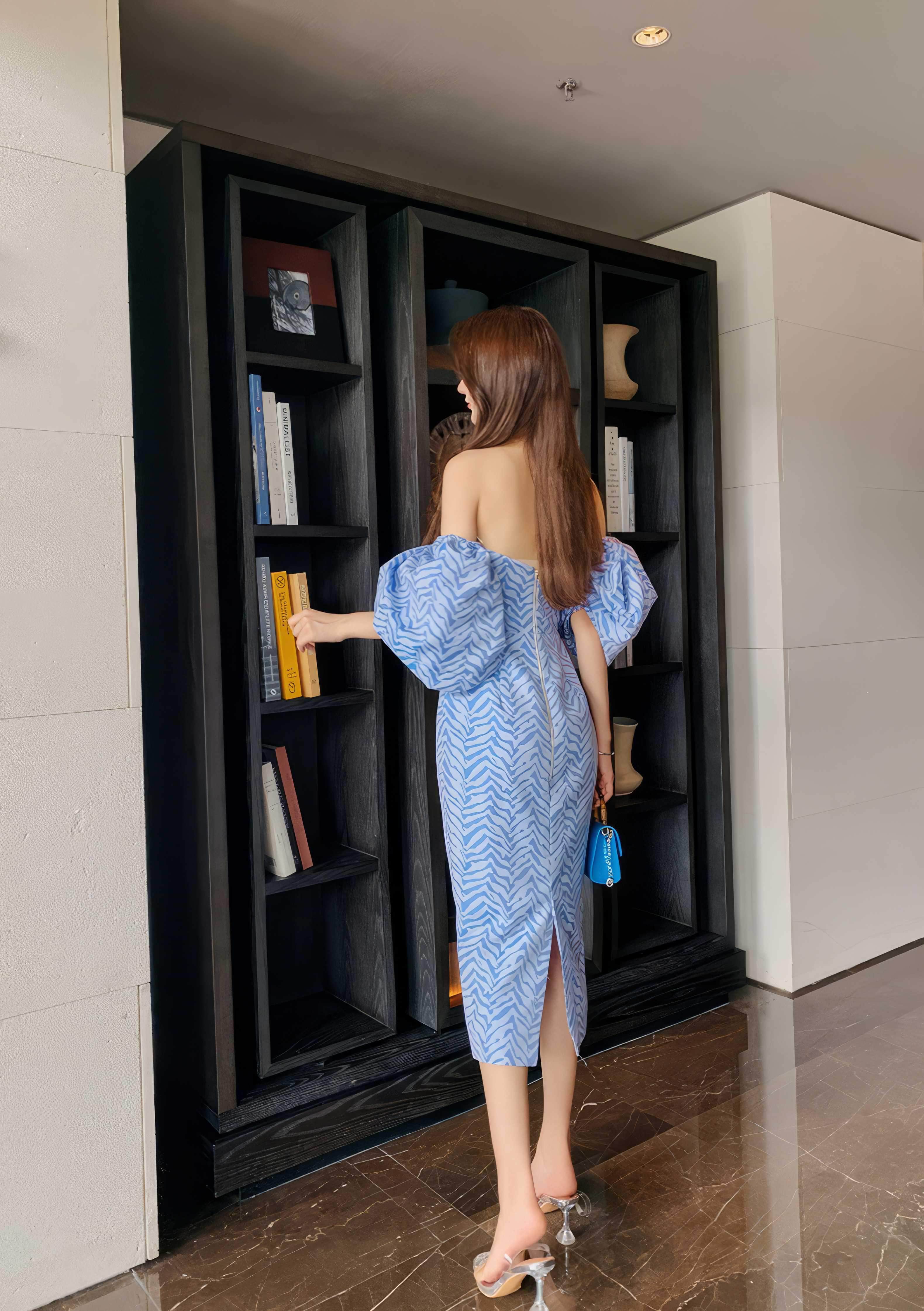 Tube Pleated Off-Shoulder Puff Sleeve Dress