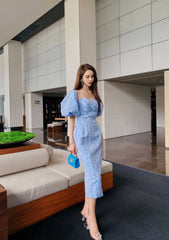 Tube Pleated Off-Shoulder Puff Sleeve Dress