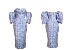 Tube Pleated Off-Shoulder Puff Sleeve Dress