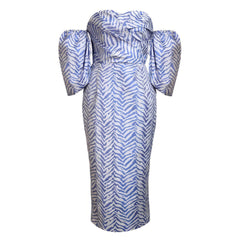 Tube Pleated Off-Shoulder Puff Sleeve Dress