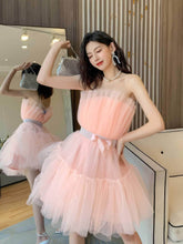 Tulle Ruffled Cocktail Mini Dress XS / Pink