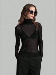 Turtleneck Long Sleeve Top Black / S