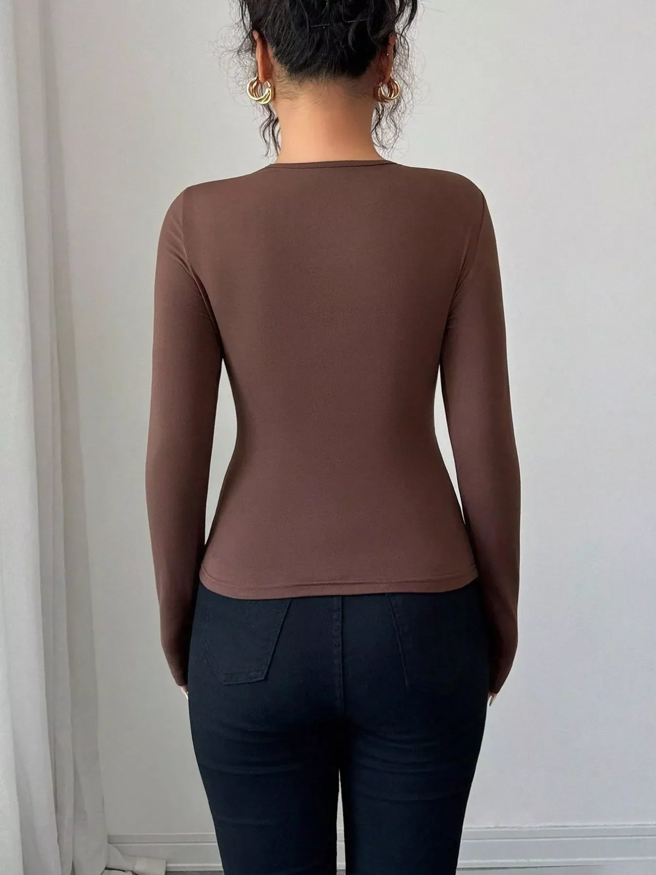 Twist Front Ring Detail Long Sleeve T-Shirt