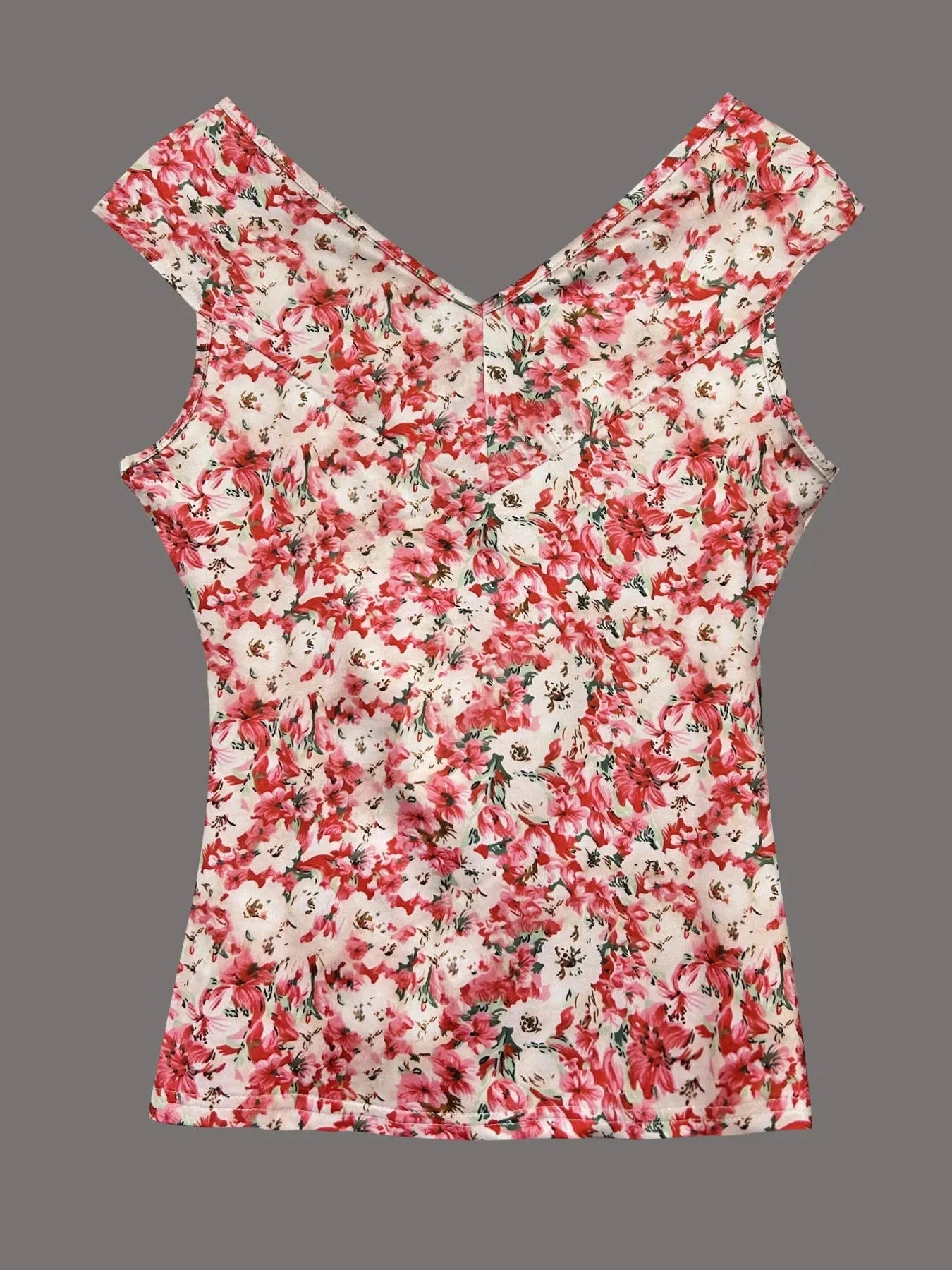 Twisted Front Floral Print Sleeveless Top