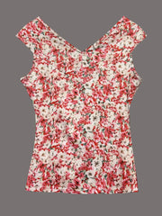 Twisted Front Floral Print Sleeveless Top