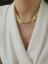 Twisted Paved Cuban Rhinestone Accented Necklace Gold / Necklace