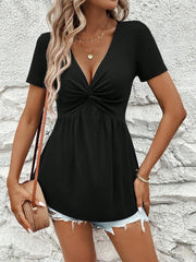 Twisted Plunge Short Sleeve Top