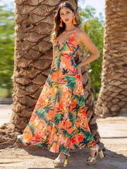 Twisted Printed V-Neck Cami Dress Caramel / S