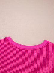 Twisted Rib Uneven Hem Drop Shoulder Loose Sweatshirt