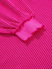 Twisted Rib Uneven Hem Drop Shoulder Loose Sweatshirt