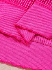 Twisted Rib Uneven Hem Drop Shoulder Loose Sweatshirt