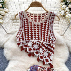 Two Piece Bohemian Crochet Tassel Set
