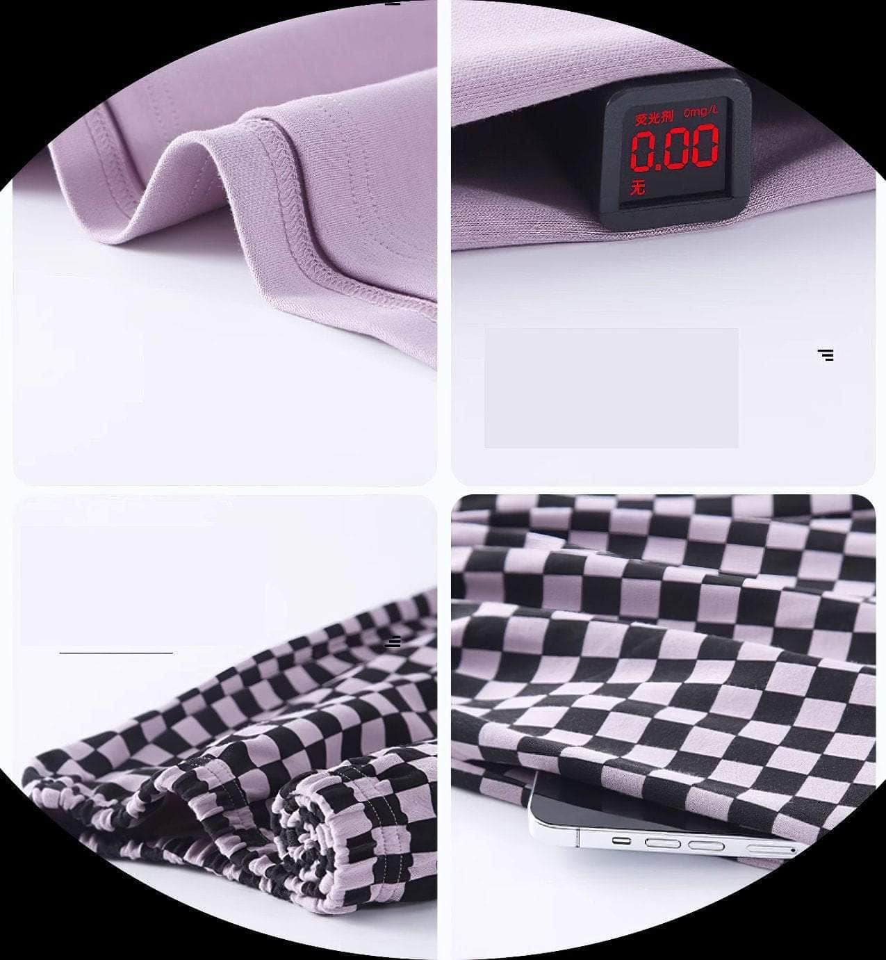 Two Piece Plaid Pants Sleepwear Pajamas Set