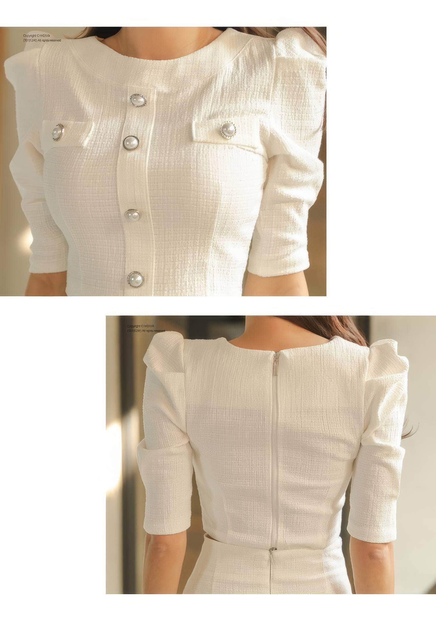 Two-Piece Puff Sleeve Top High Waist Skirt