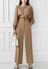 Two-Piece Tailored Pocket Shirt with Wide-Leg Pants