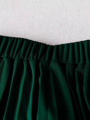 Two Tone Long Sleeve Top and Pleated Skirt Set