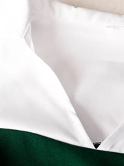 Two Tone Long Sleeve Top and Pleated Skirt Set