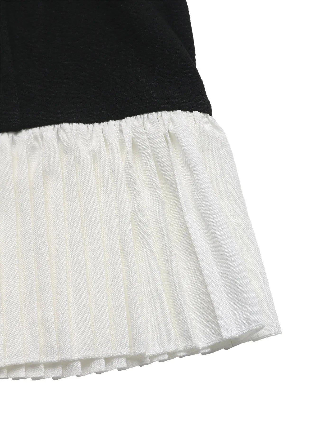 Two Tone Pleated Long Sleeve Shirt Dress