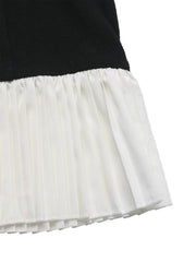 Two Tone Pleated Long Sleeve Shirt Dress