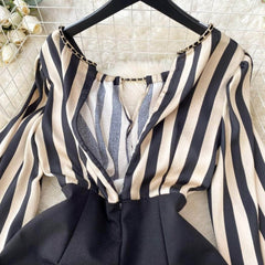 Two Toned Gold Button Accented Bodycon Dress