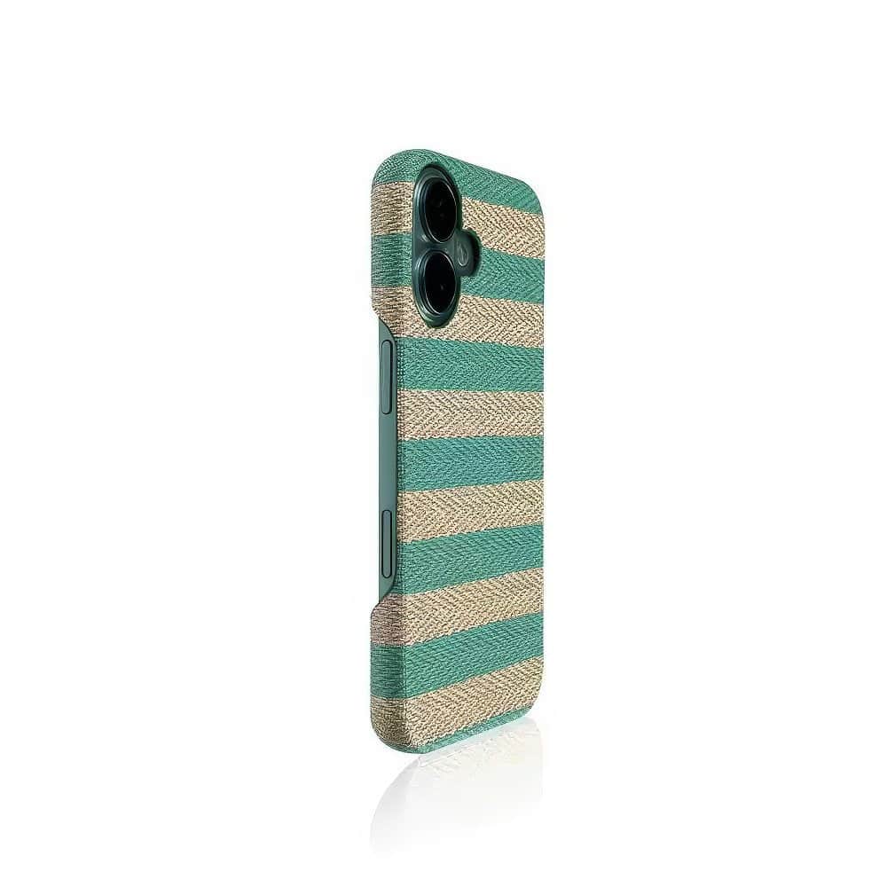 Two-Toned Hand-Woven Lustrous Series Striped MagSafe iPhone Case iPhone 11 / Green