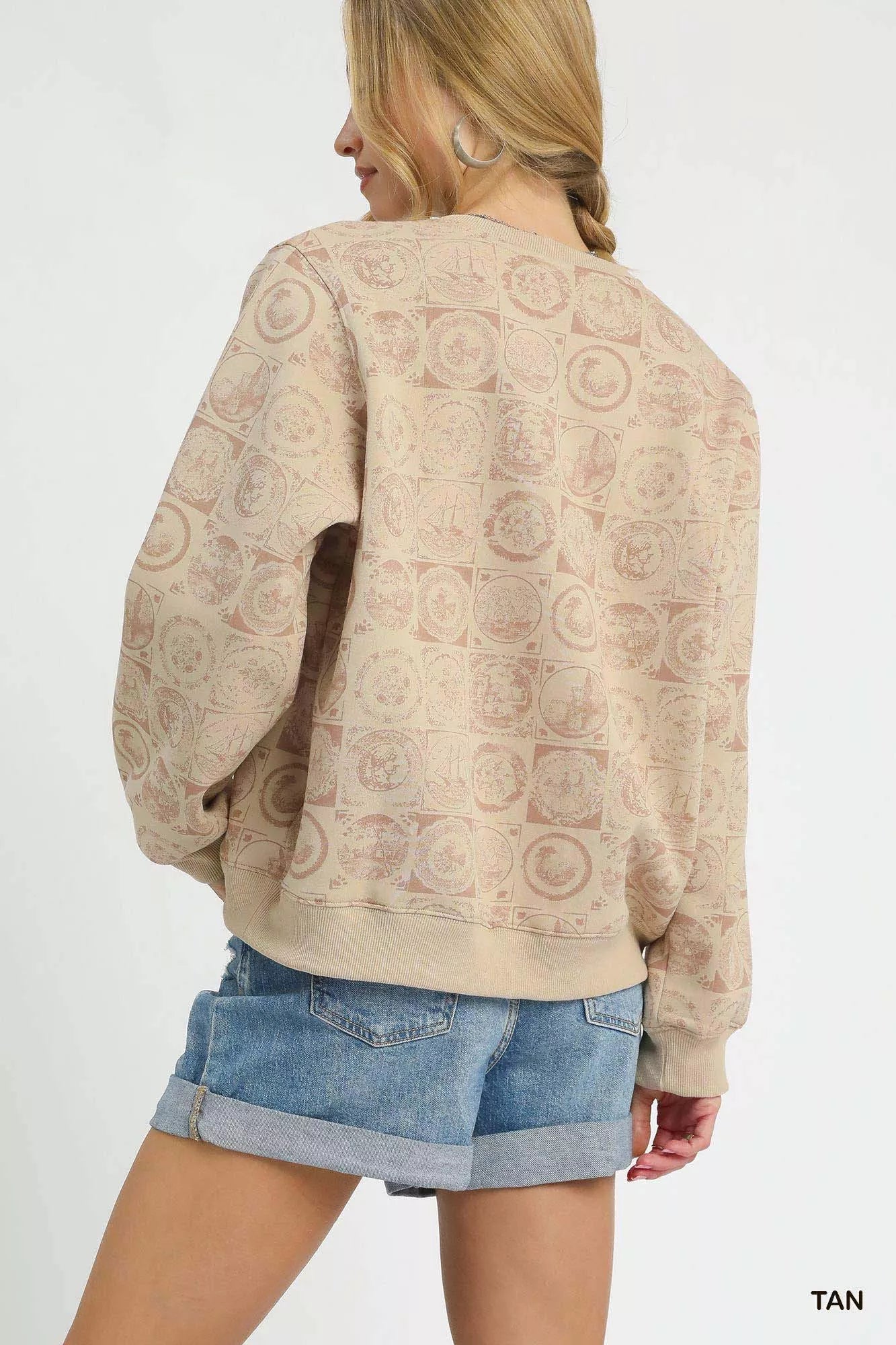 Umgee Coin Stamp Print Sweatshirt