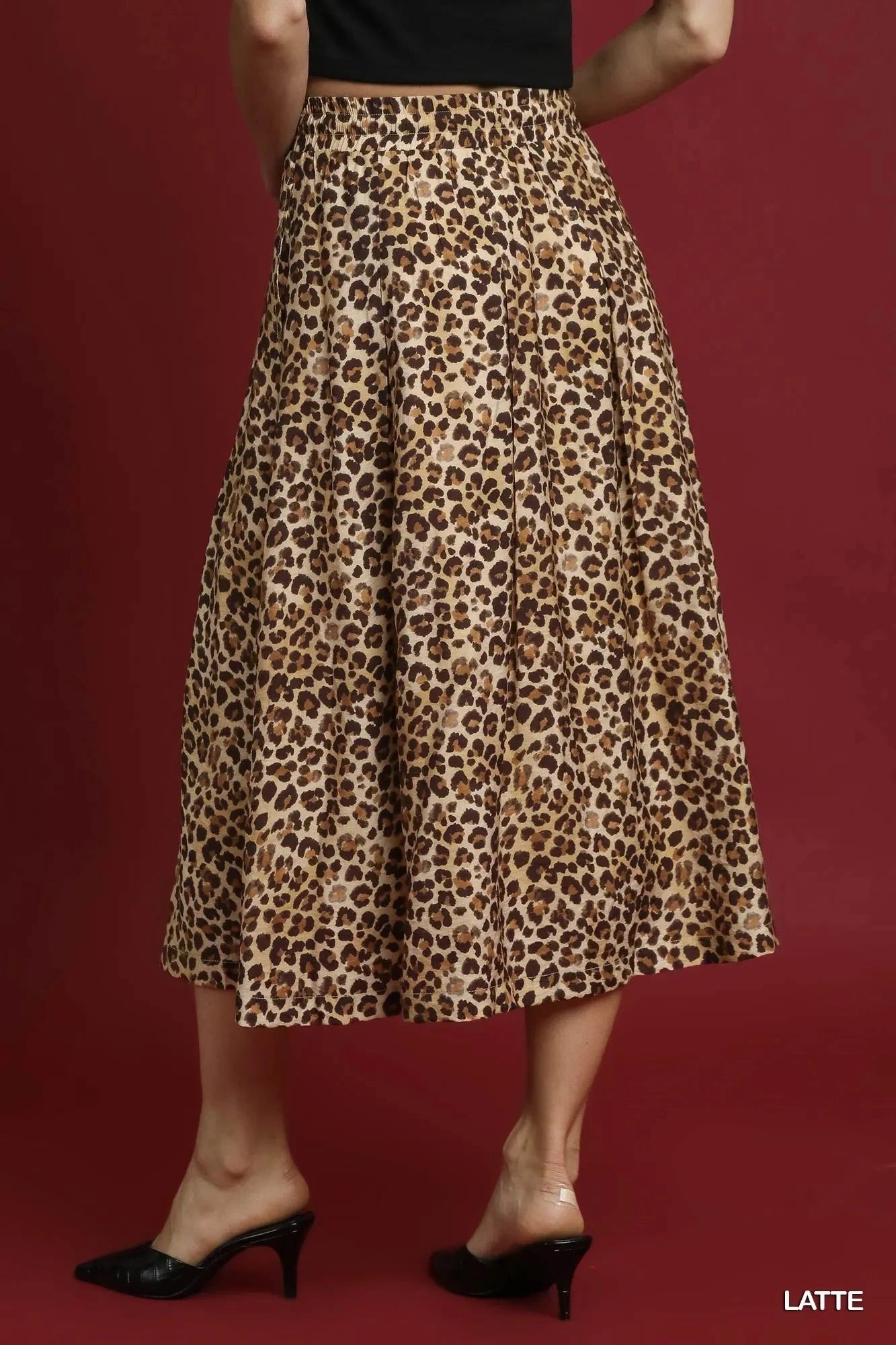 Umgee Drawstring Leopard Midi Skirt