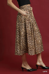 Umgee Drawstring Leopard Midi Skirt