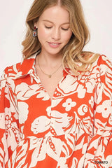 Umgee Floral Print Tiered Midi Dress