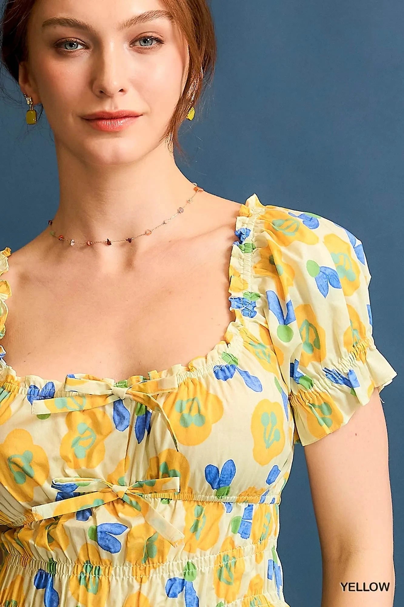 Umgee Floral Smocked Peplum Blouse