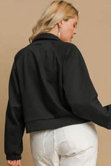 Umgee Full Size Half Zip Cropped Sweatshirt Plus Size