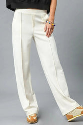 Umgee High Waisted Wide Leg Pants Ivory / XS