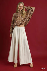 Umgee Leopard Print Balloon Sleeve Blouse