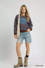 Umgee Scenic Print Cropped Sweatshirt