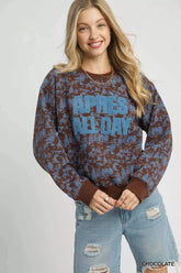 Umgee Scenic Print Cropped Sweatshirt Chocolate / XS