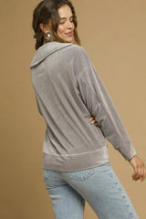 Umgee Soft Thermal Collared Long Sleeve Top