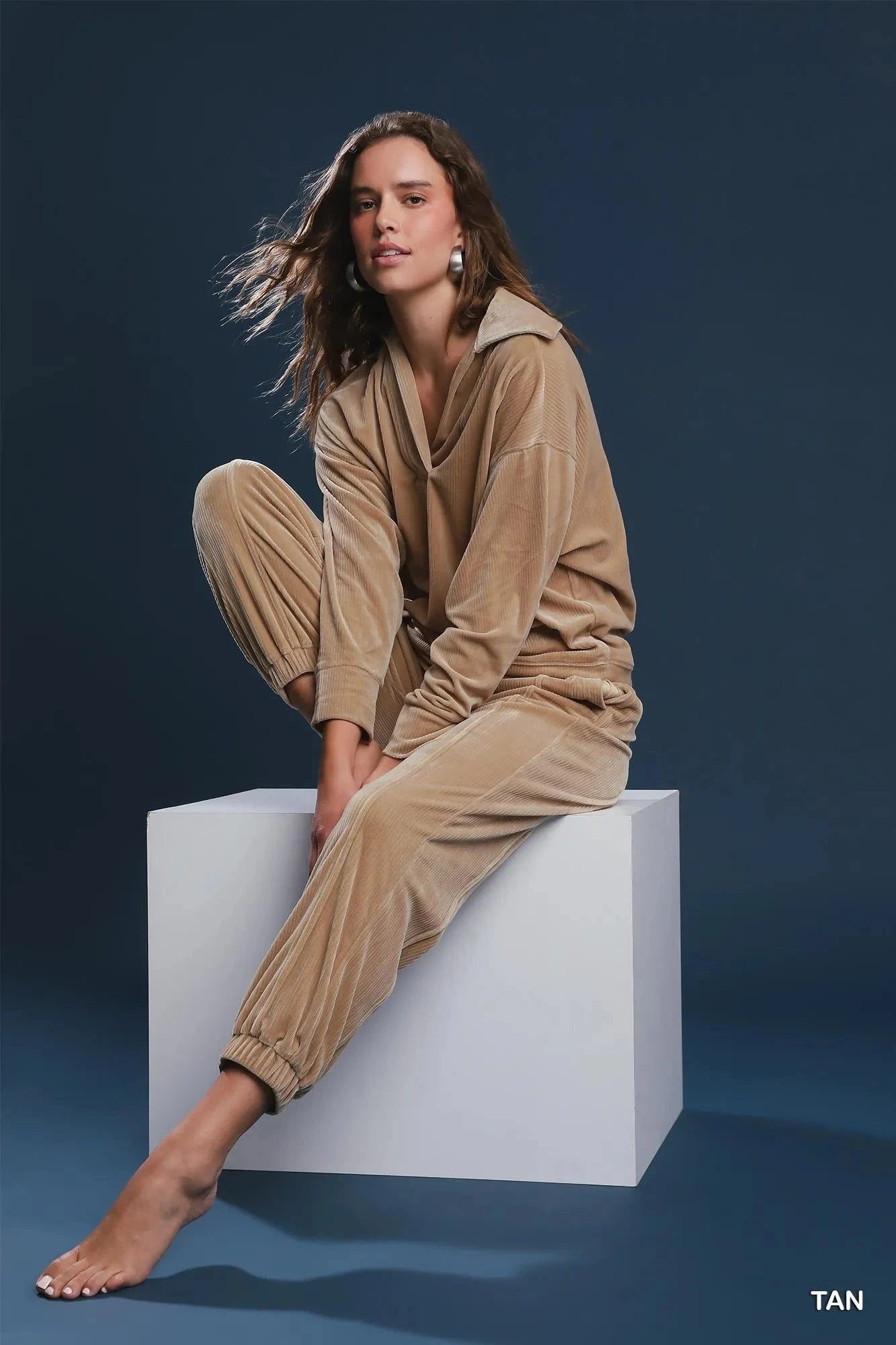 Umgee Soft Thermal Collared Long Sleeve Top